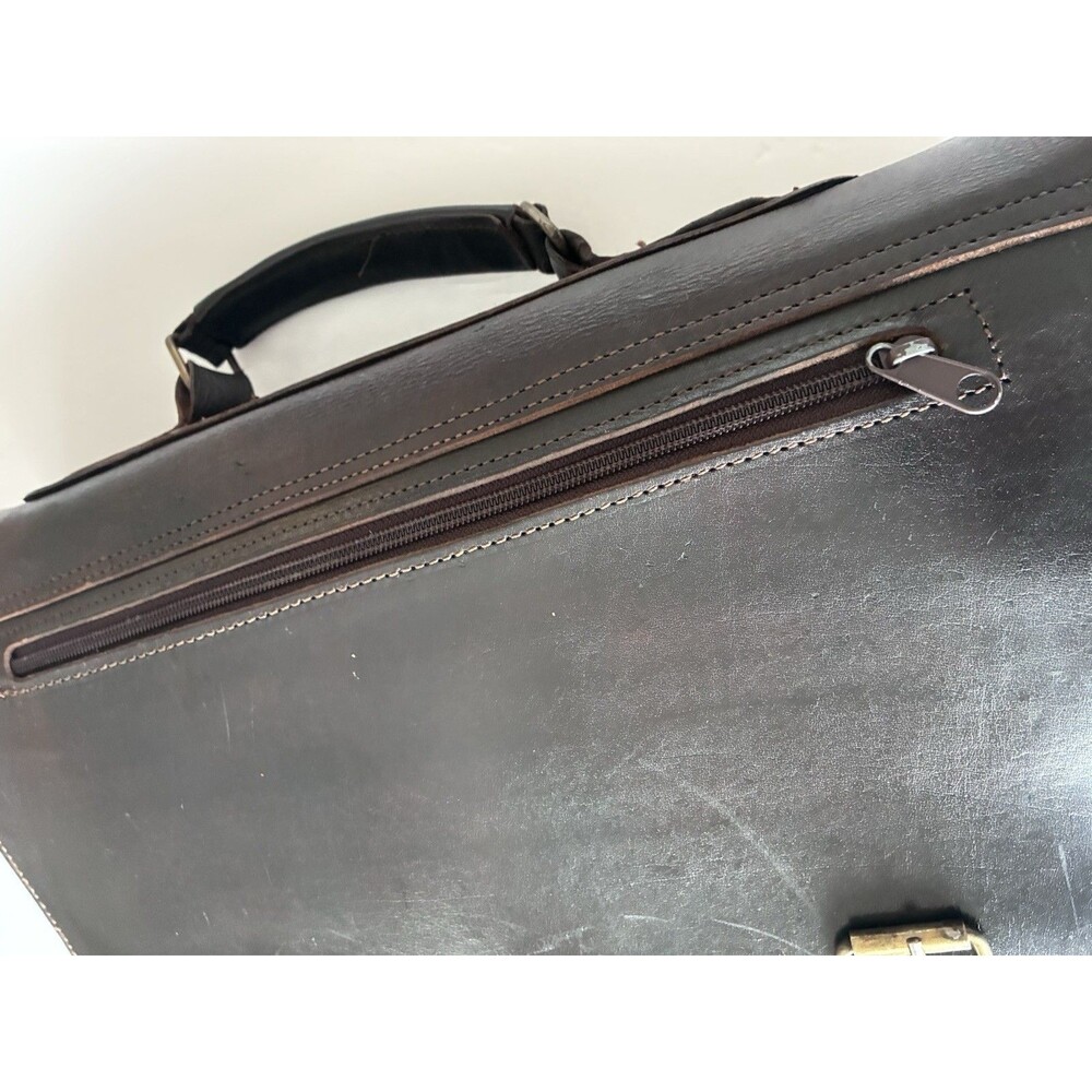 VTG Grafea England Dark Leather Laptop Messenger Poet Satchel Shoulder Bag - Picture 8 of 16